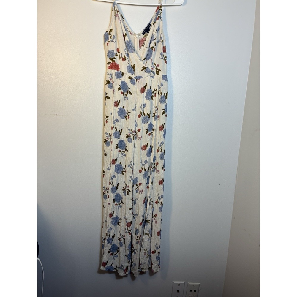 American Eagle Outfitters Cream & Floral Tulip Leg Jumpsuit‎ Women's Size 4 Boho - Picture 2 of 11